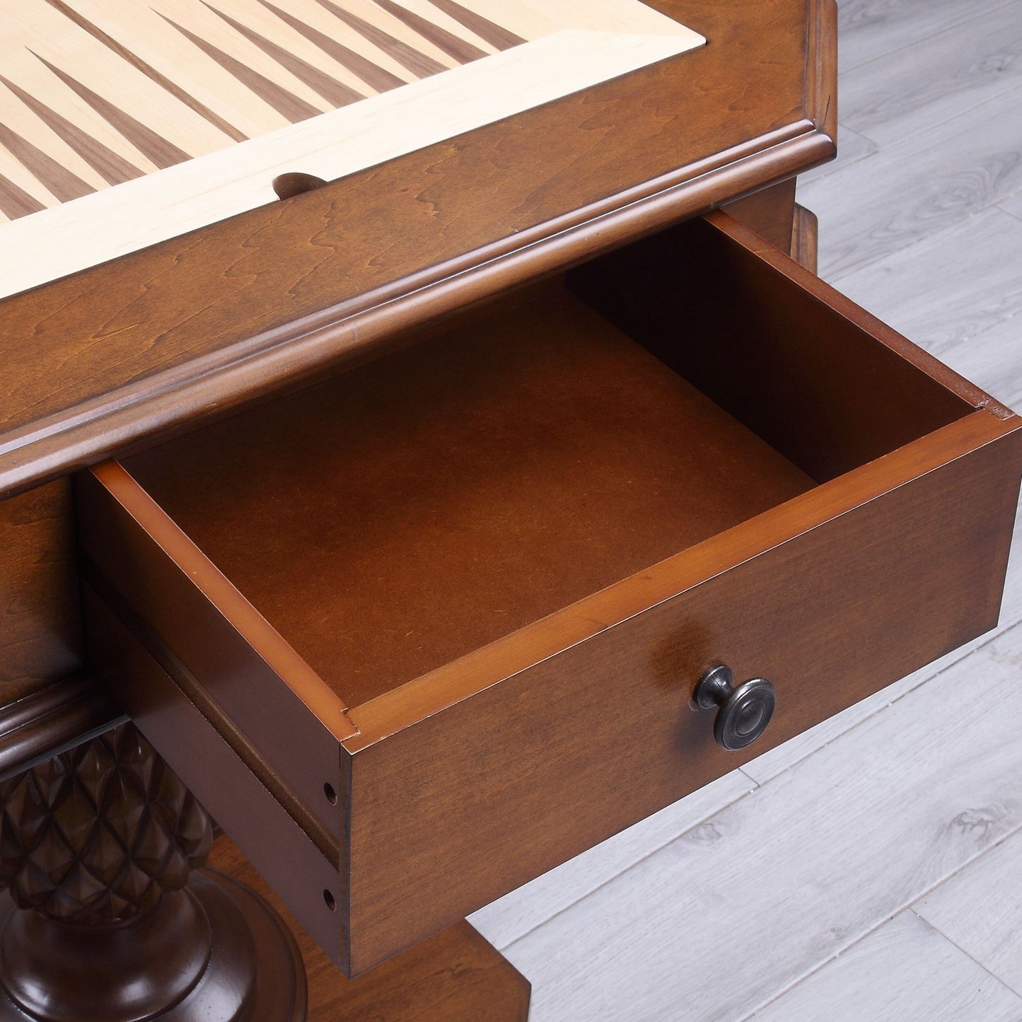 HomeRoots 28" Octagon Console Table And Drawers iin Brown Finish