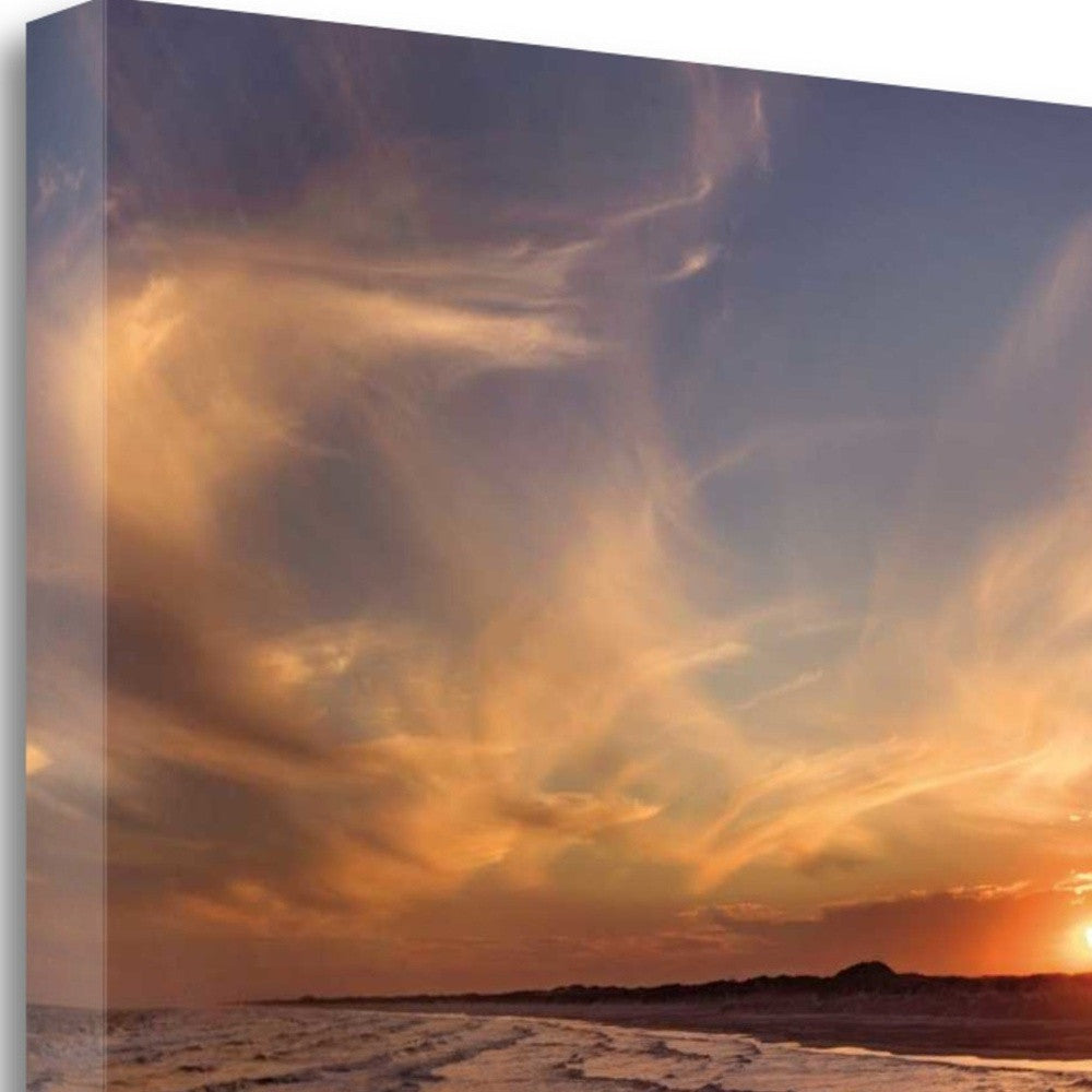 HomeRoots 28" Orange Sunset Over The Ocean 4 Giclee Wrap Canvas Wall Art