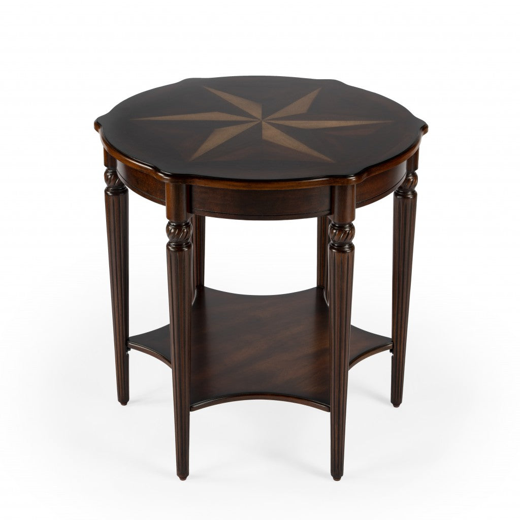 HomeRoots 28" Round Coffee Table in Dark Brown Finish