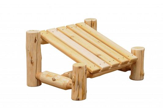HomeRoots 28" Rustic Cedar Outdoor Adirondack Ottoman in Natural Finish