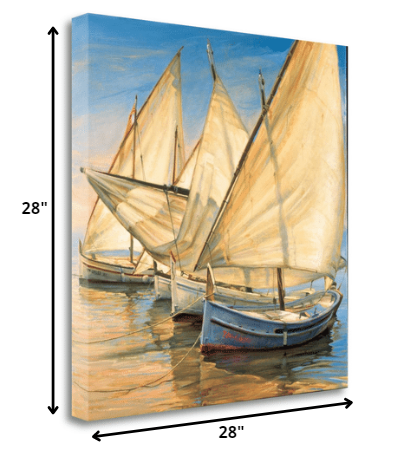 HomeRoots 28" Series of Boats with Lateen Sails Giclee Wrap Canvas Wall Art