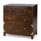 HomeRoots 28" Solid Wood Three Drawer Dresser in Brown Finish