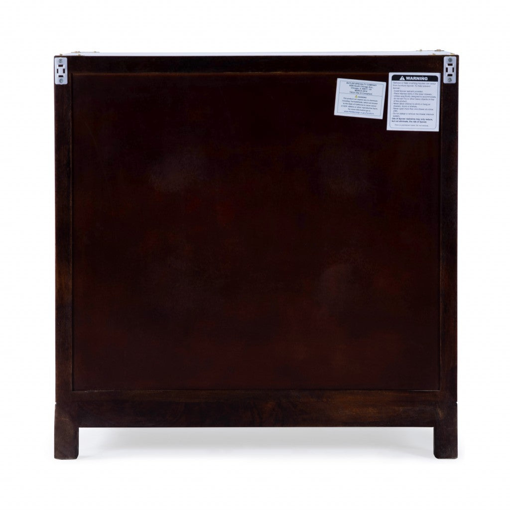 HomeRoots 28" Solid Wood Three Drawer Dresser in Brown Finish