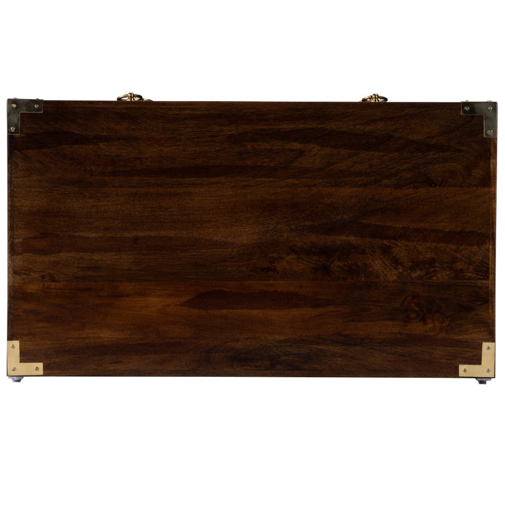 HomeRoots 28" Solid Wood Three Drawer Dresser in Brown Finish