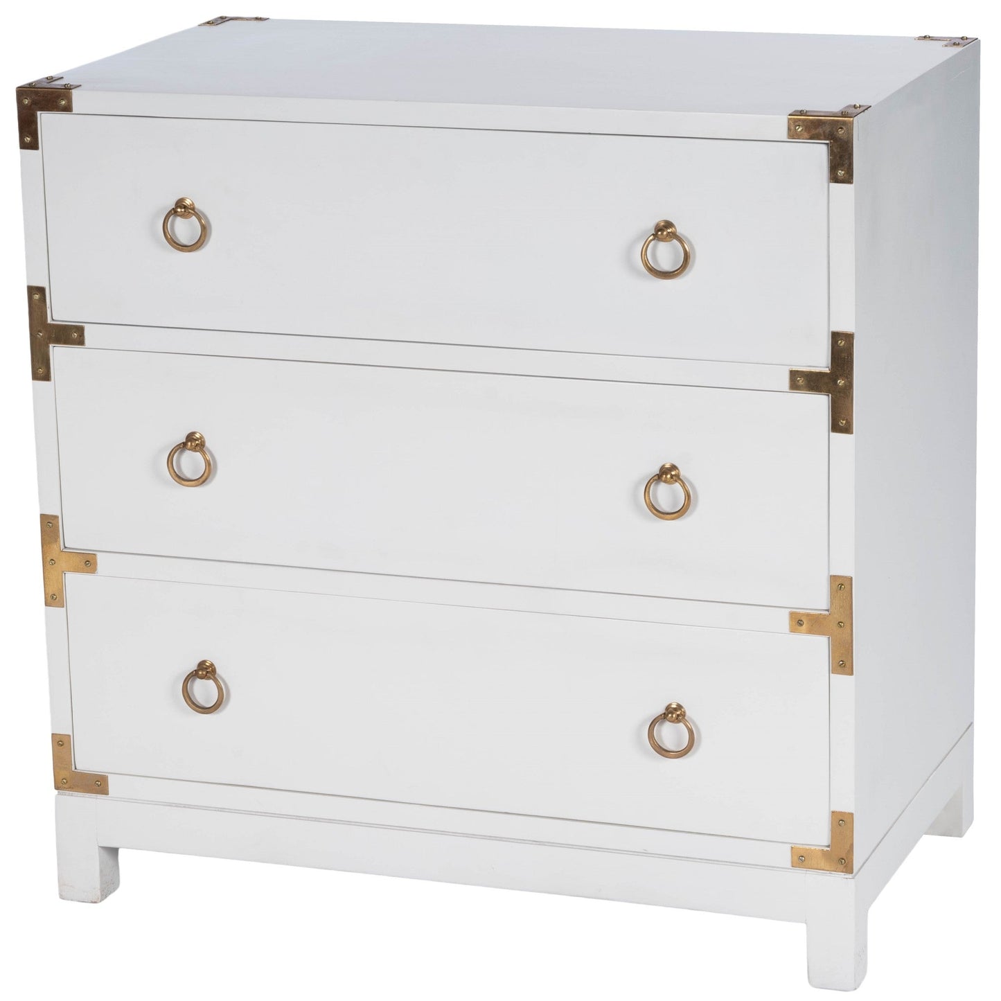 HomeRoots 28" Solid Wood Three Drawer Dresser in Glossy White Finish