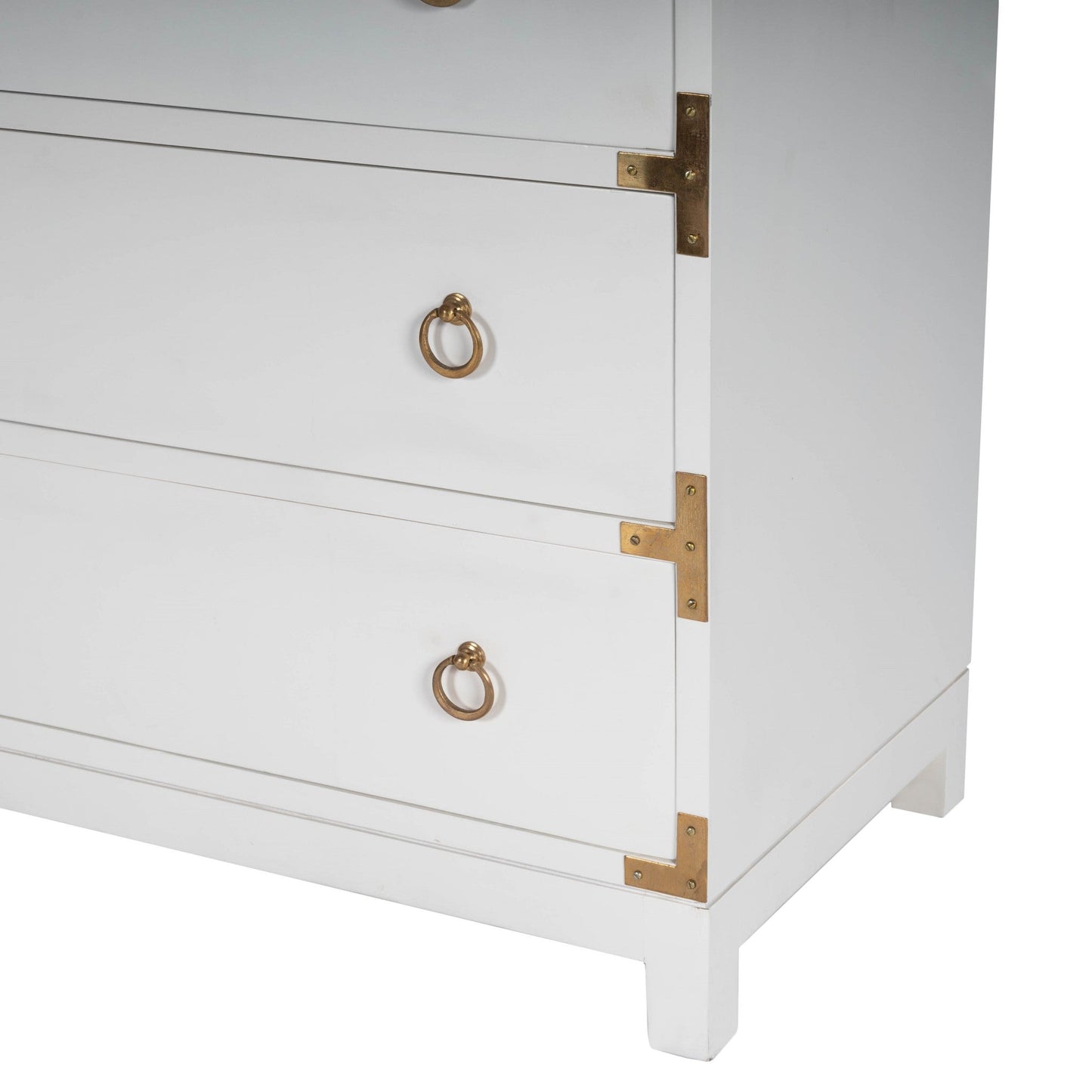 HomeRoots 28" Solid Wood Three Drawer Dresser in Glossy White Finish
