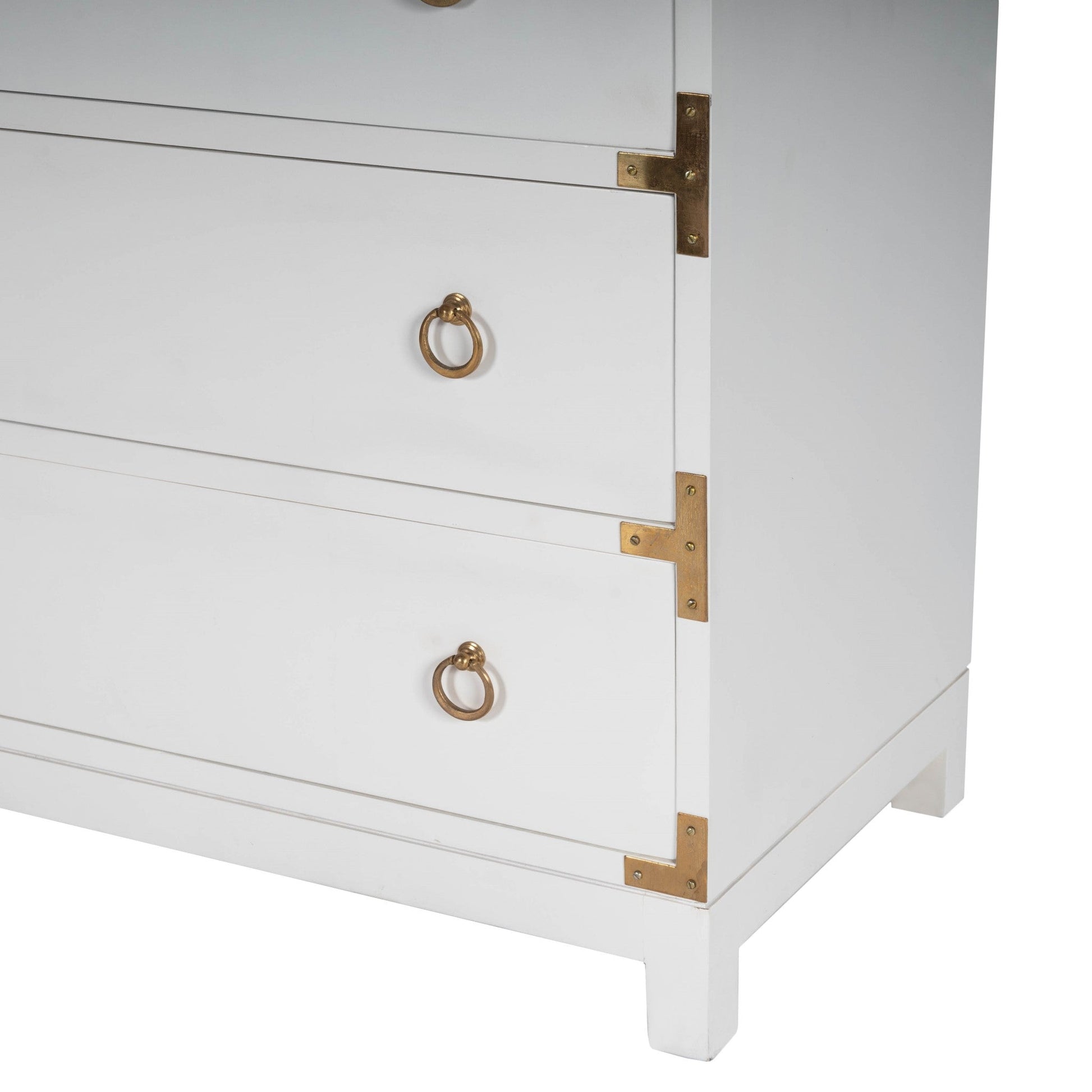 HomeRoots 28" Solid Wood Three Drawer Dresser in Glossy White Finish