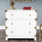 HomeRoots 28" Solid Wood Three Drawer Dresser in Glossy White Finish