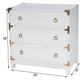 HomeRoots 28" Solid Wood Three Drawer Dresser in Glossy White Finish