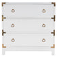 HomeRoots 28" Solid Wood Three Drawer Dresser in Glossy White Finish