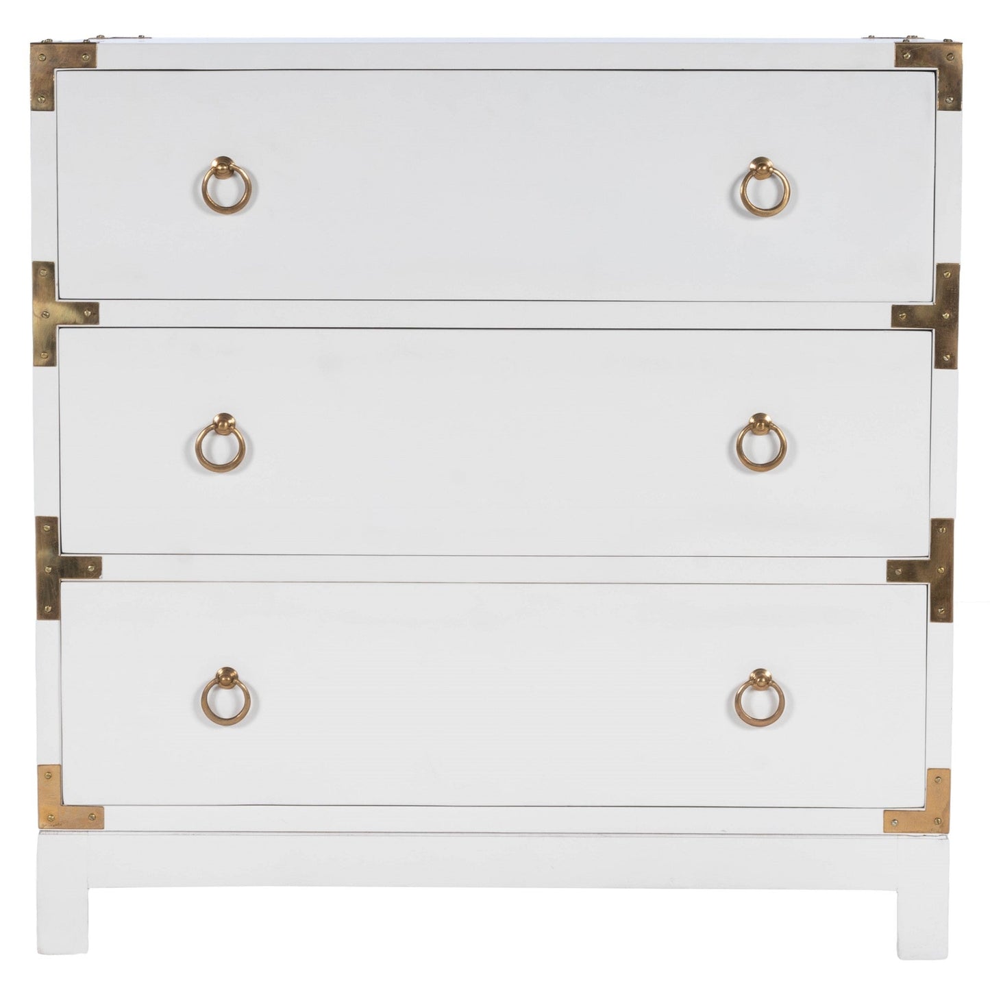 HomeRoots 28" Solid Wood Three Drawer Dresser in Glossy White Finish