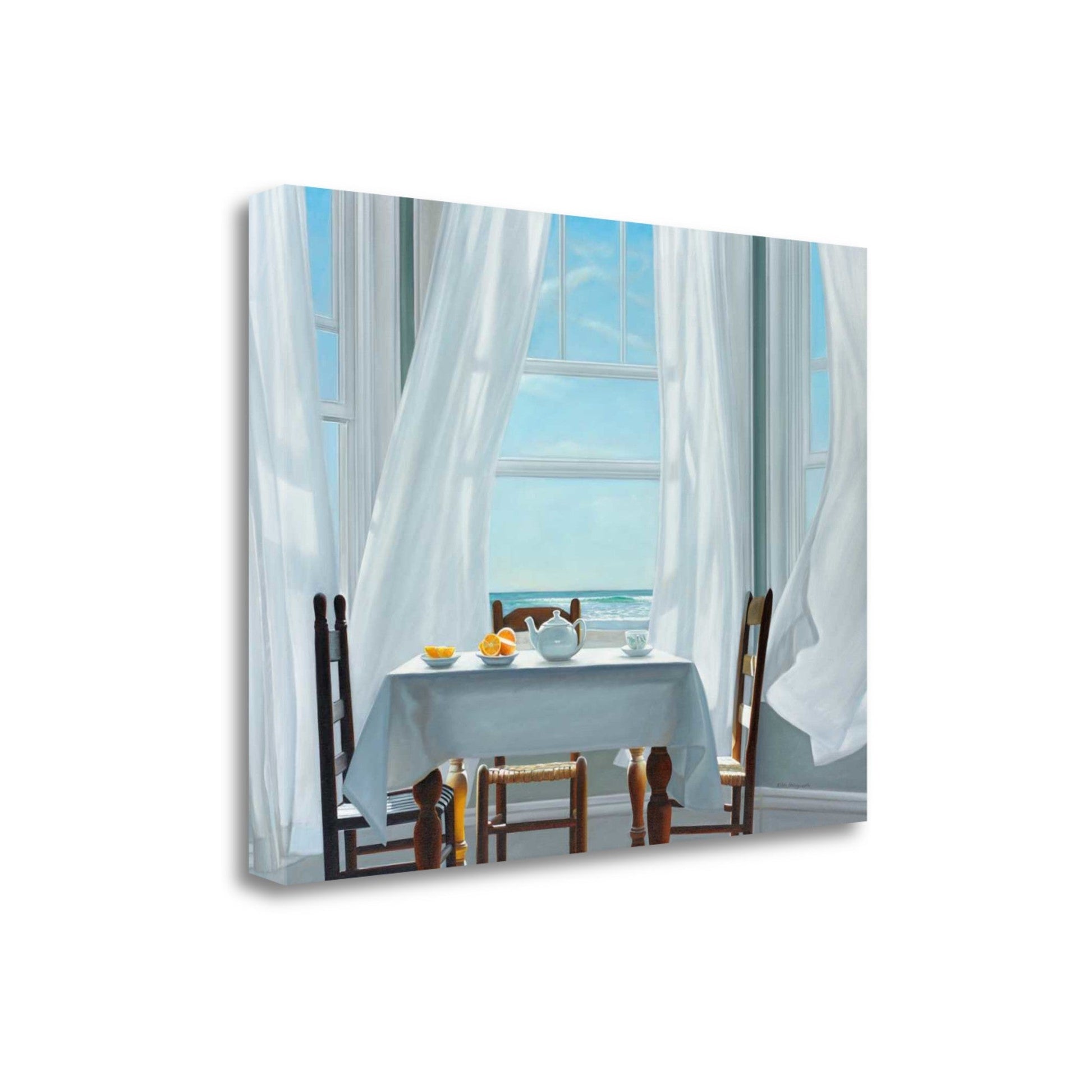 HomeRoots 28" Teatime by the Seaside Print on Gallery Wrap Canvas Wall Art