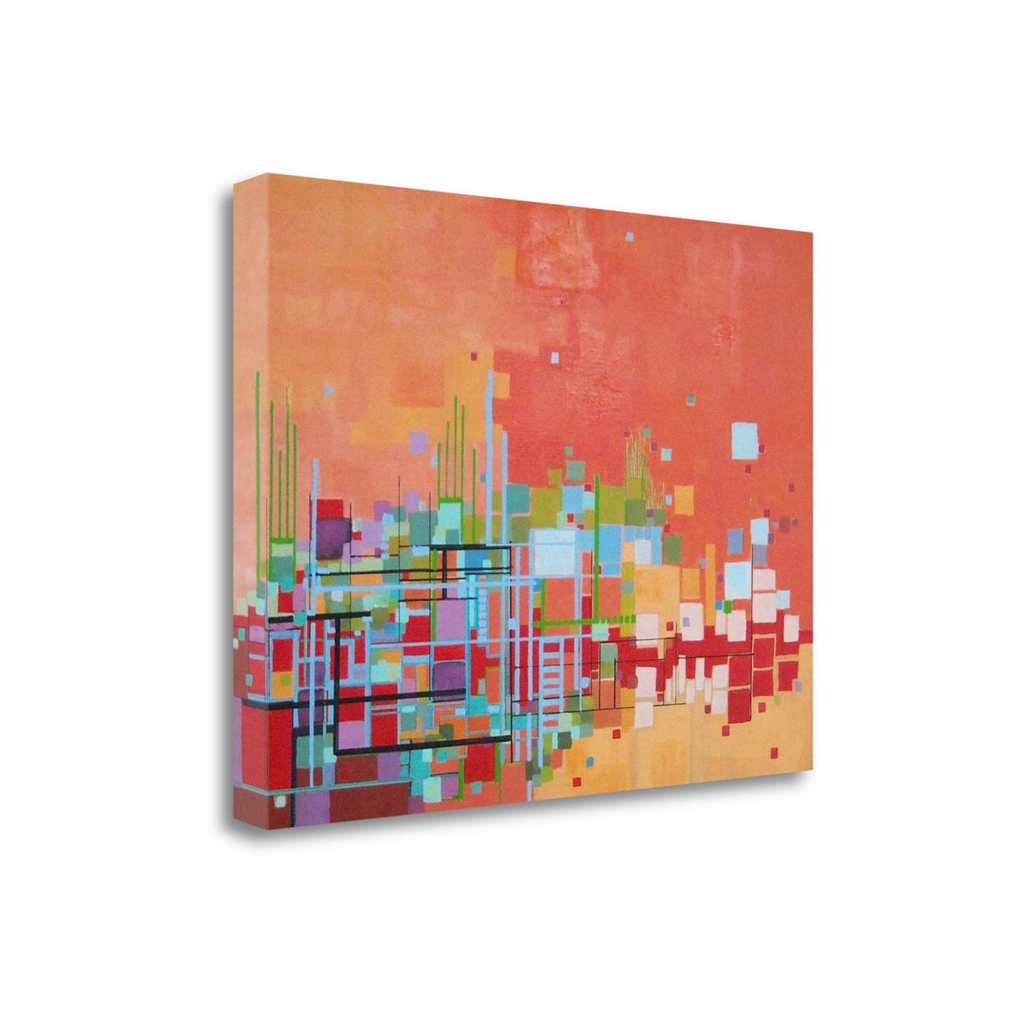 HomeRoots 28" Vibrant Geometric Summer Giclee Print on Gallery Wrap Canvas Wall Art