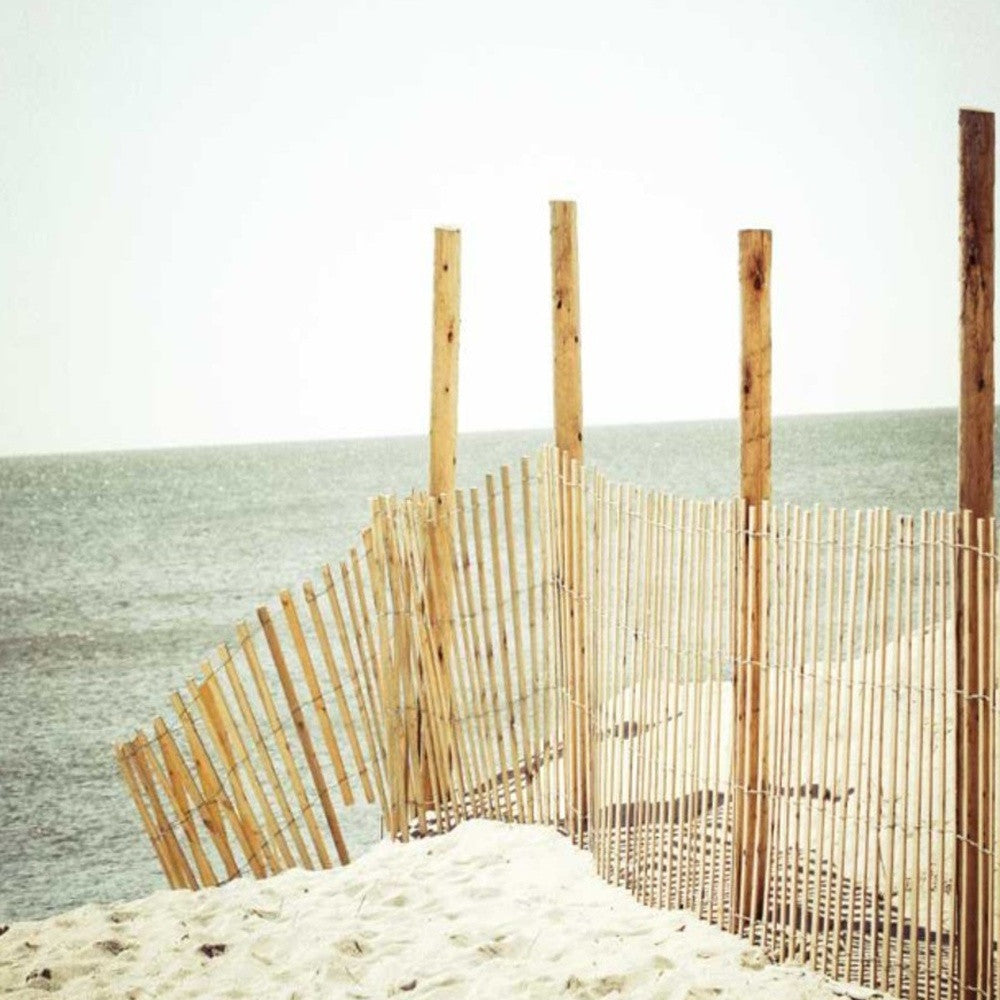 HomeRoots 28" White Beach Wooden Sand Fence Giclee Wrap Canvas Wall Art