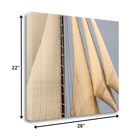 HomeRoots 28" White Lateen Sails with Mast Giclee Wrap Canvas Wall Art