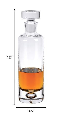 HomeRoots 28 oz Mouth Blown European Crystal Round Decanter