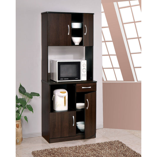 HomeRoots 28" x 16" x 70" Espresso Kitchen Cabinet