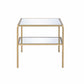 HomeRoots 28" x 24" x 23" Gold And Clear Glass End Table