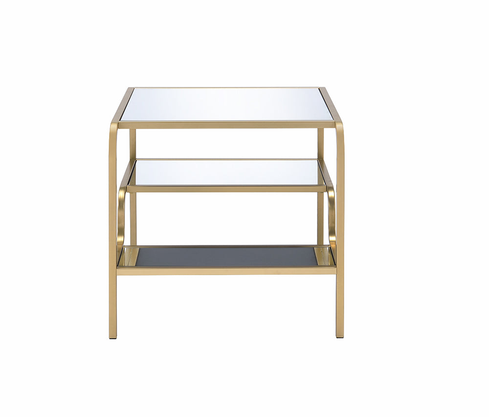 HomeRoots 28" x 24" x 23" Gold And Clear Glass End Table