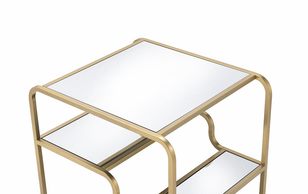 HomeRoots 28" x 24" x 23" Gold And Clear Glass End Table