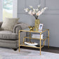 HomeRoots 28" x 24" x 23" Gold And Clear Glass End Table