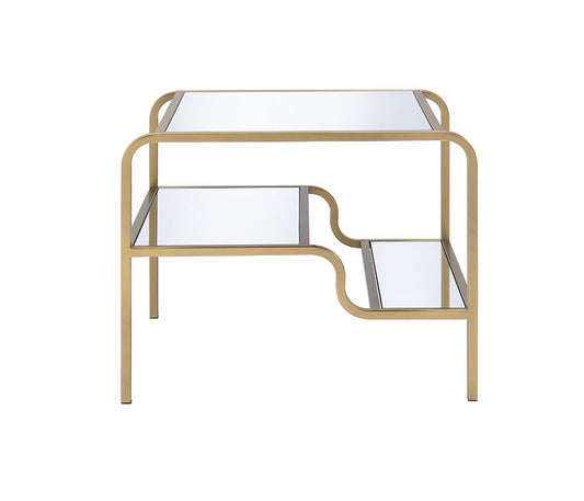 HomeRoots 28" x 24" x 23" Gold And Clear Glass End Table