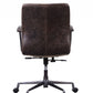 HomeRoots 28" x 25" x 38" Distress Chocolate Top Grain Leather Metal Upholstered (Seat) Casters Engineered Wood Executive Office Chair