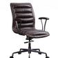 HomeRoots 28" x 25" x 38" Distress Chocolate Top Grain Leather Metal Upholstered (Seat) Casters Engineered Wood Executive Office Chair