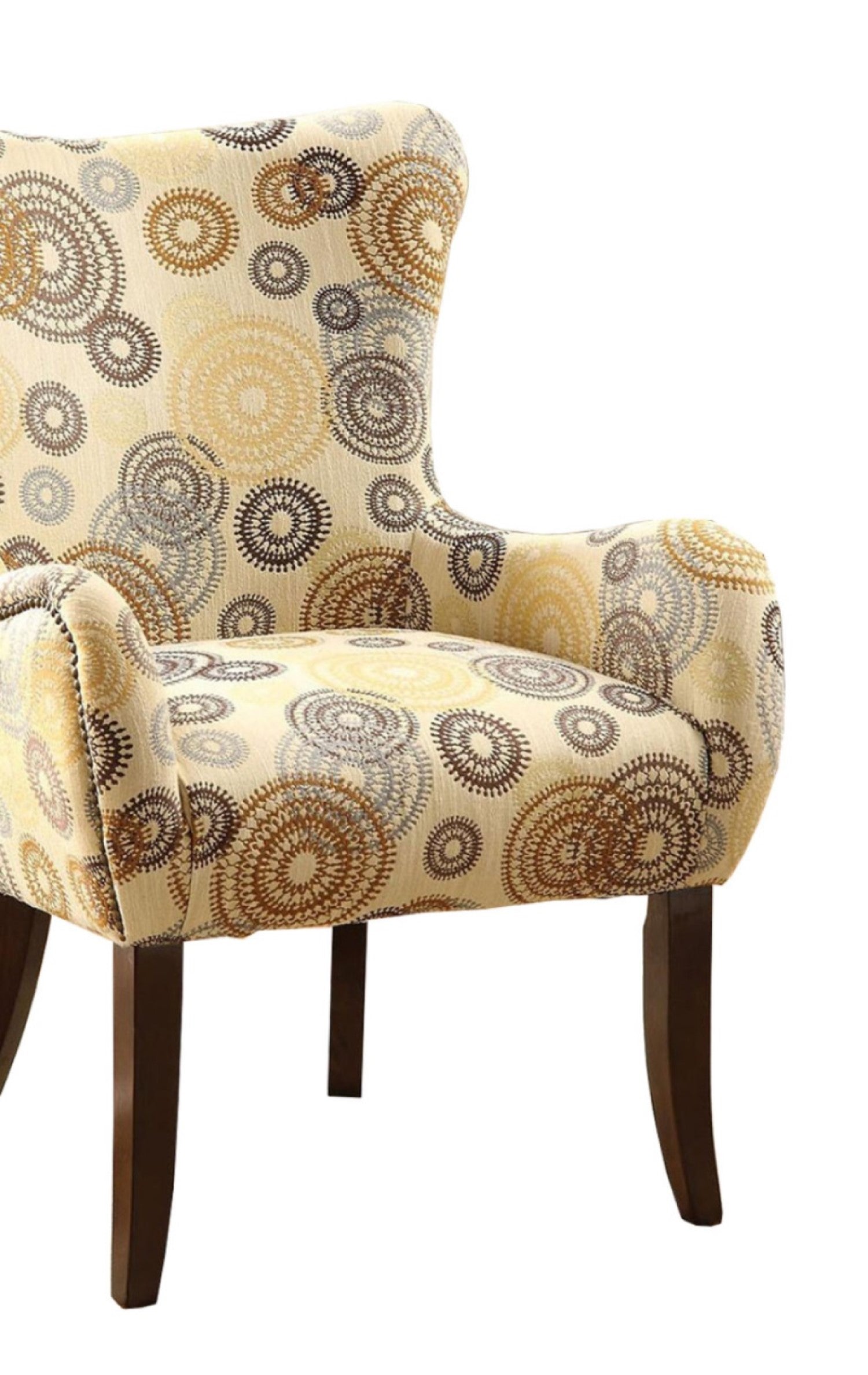 HomeRoots 28" x 27" x 39" Fabric Accent Chair With Espresso Finish