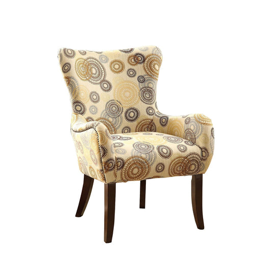 HomeRoots 28" x 27" x 39" Fabric Accent Chair With Espresso Finish