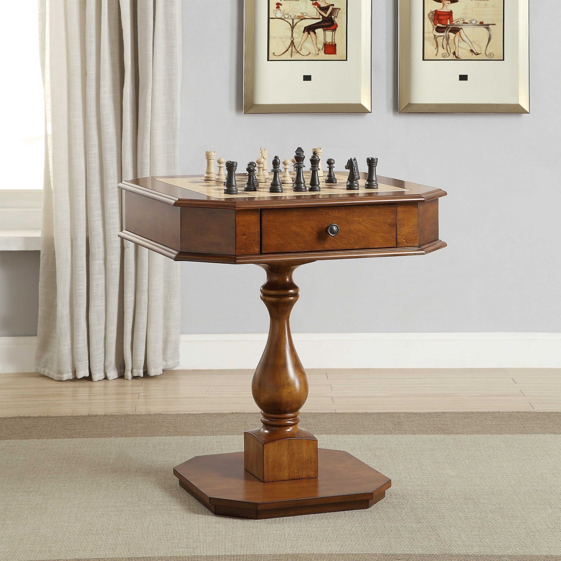 HomeRoots 28" x 28" x 31" MDF Game Table in Cherry Finish