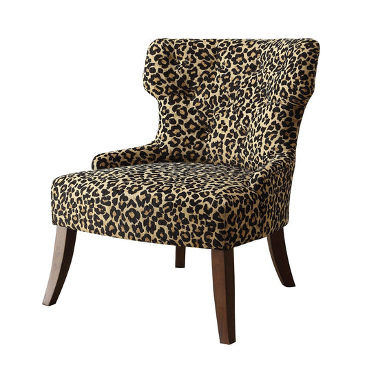 HomeRoots 28" x 30" x 36" Leopard Fabric And Espresso Accent Chair