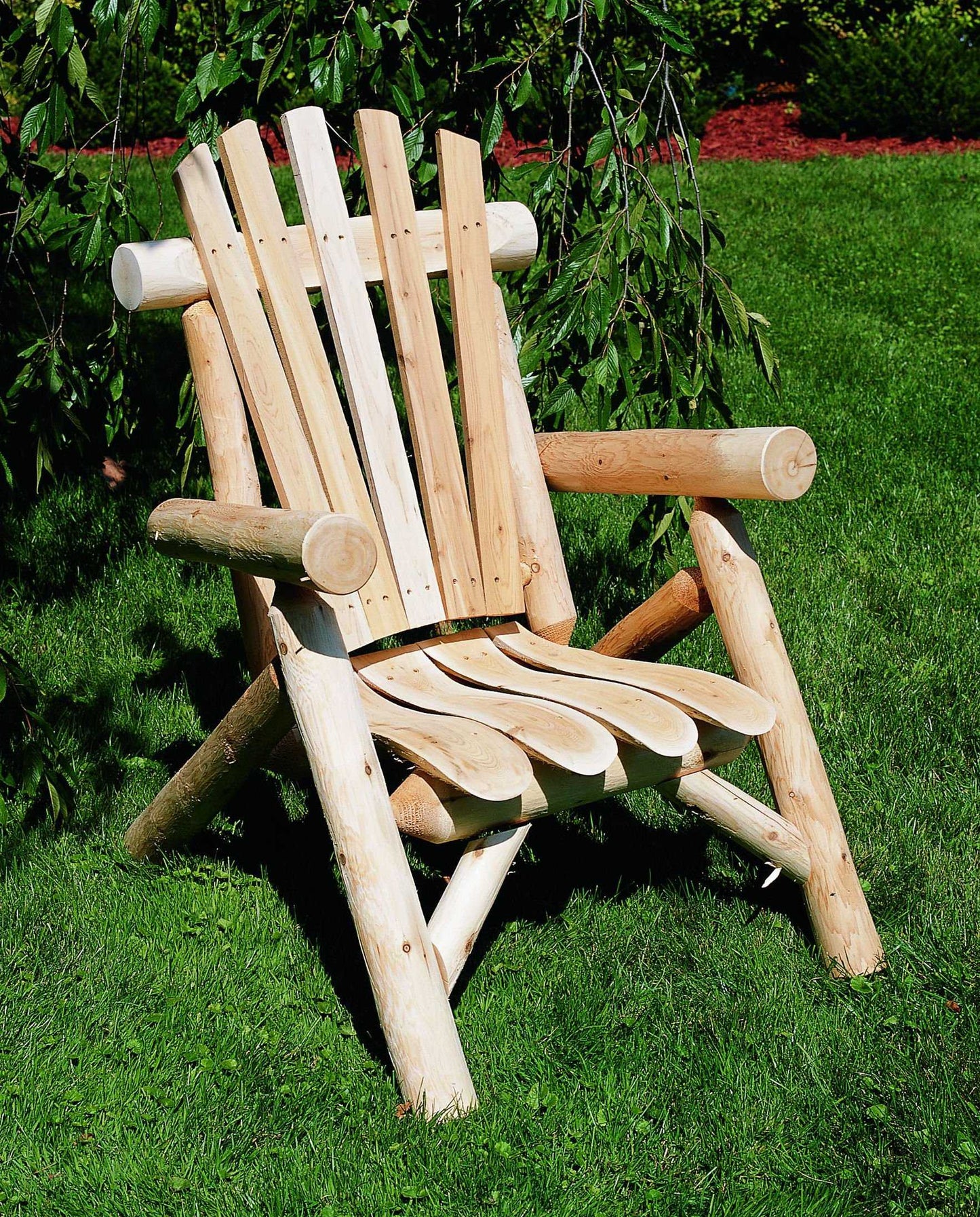 HomeRoots 28" x 30" x 39" Natural Wood Lounge Chair