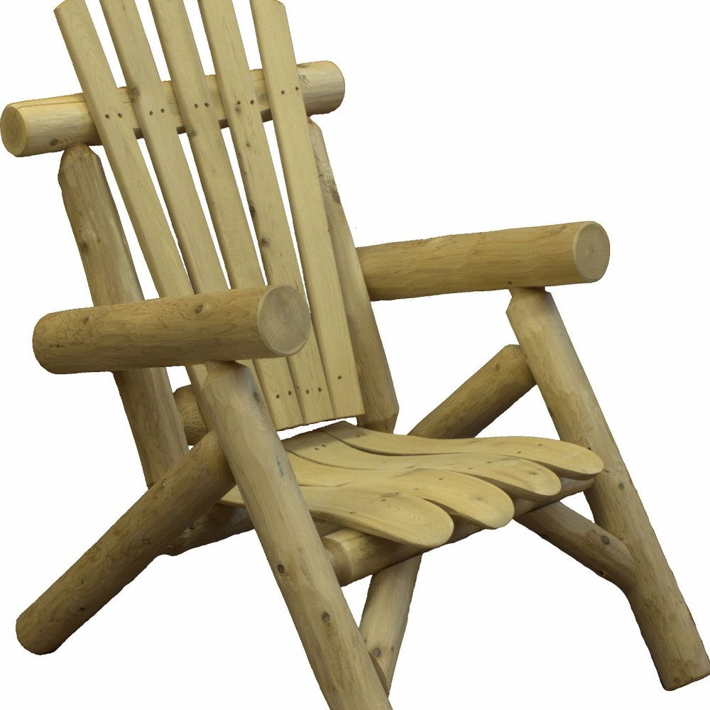 HomeRoots 28" x 30" x 39" Natural Wood Lounge Chair