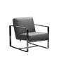 HomeRoots 28" x 35" x 31" Leather Accent Chair in Dark Gray Finish