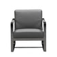 HomeRoots 28" x 35" x 31" Leather Accent Chair in Dark Gray Finish