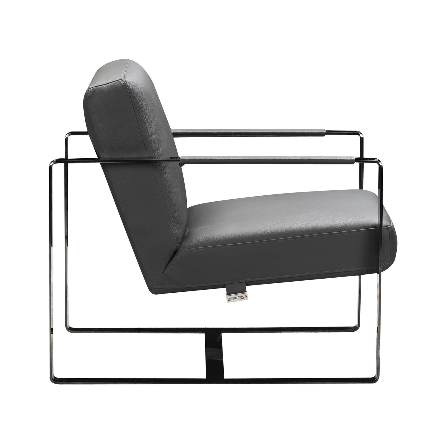 HomeRoots 28" x 35" x 31" Leather Accent Chair in Dark Gray Finish