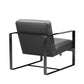 HomeRoots 28" x 35" x 31" Leather Accent Chair in Dark Gray Finish