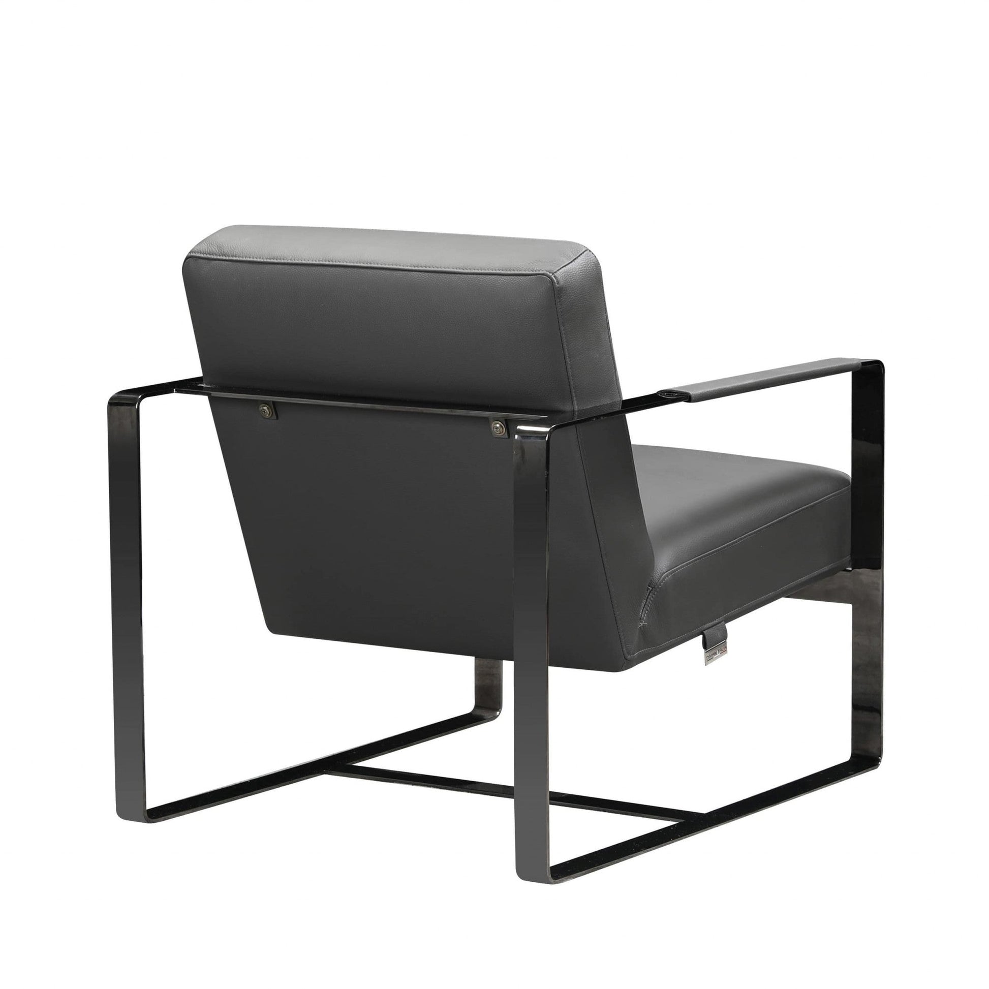 HomeRoots 28" x 35" x 31" Leather Accent Chair in Dark Gray Finish