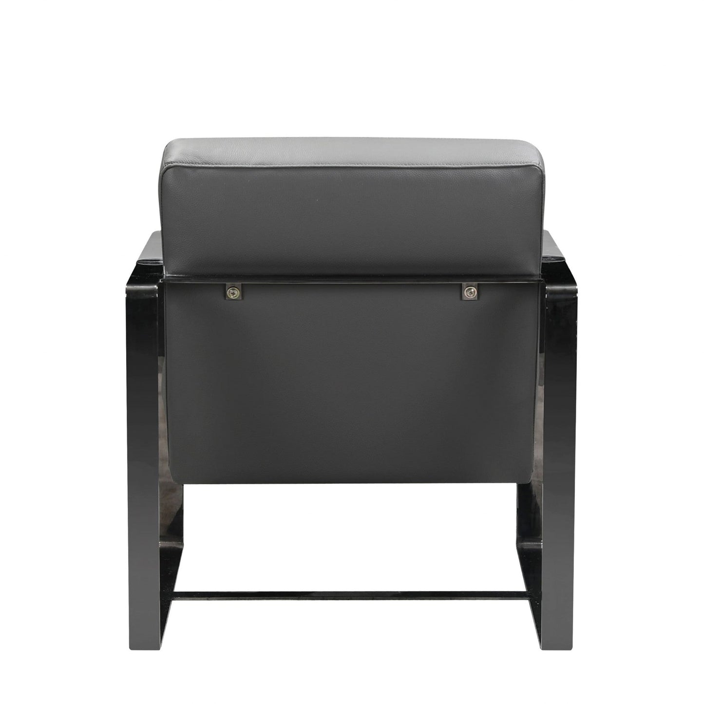 HomeRoots 28" x 35" x 31" Leather Accent Chair in Dark Gray Finish