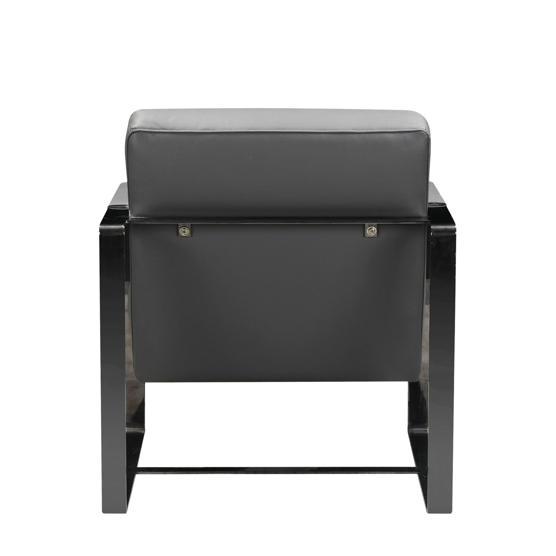 HomeRoots 28" x 35" x 31" Leather Accent Chair in Dark Gray Finish
