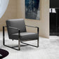 HomeRoots 28" x 35" x 31" Leather Accent Chair in Dark Gray Finish