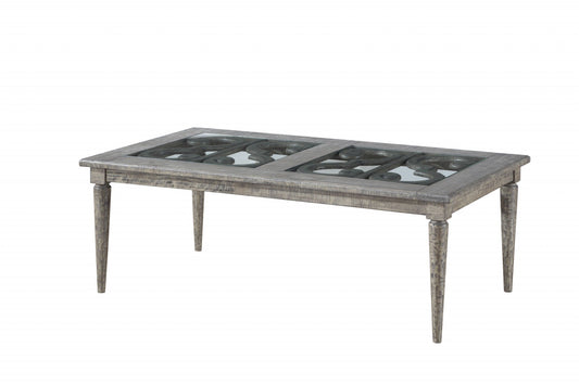 HomeRoots 28" x 50" x 18" Salvaged Natural Wood Coffee Table With Glass Finish