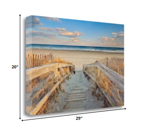 HomeRoots 29" Beach Boardwalk to the Ocean Giclee Wrap Canvas Wall Art