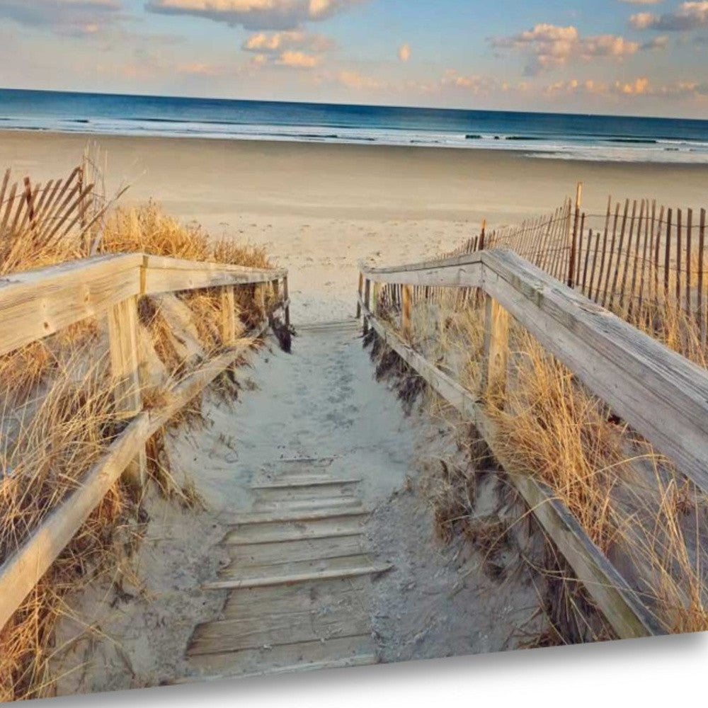HomeRoots 29" Beach Boardwalk to the Ocean Giclee Wrap Canvas Wall Art