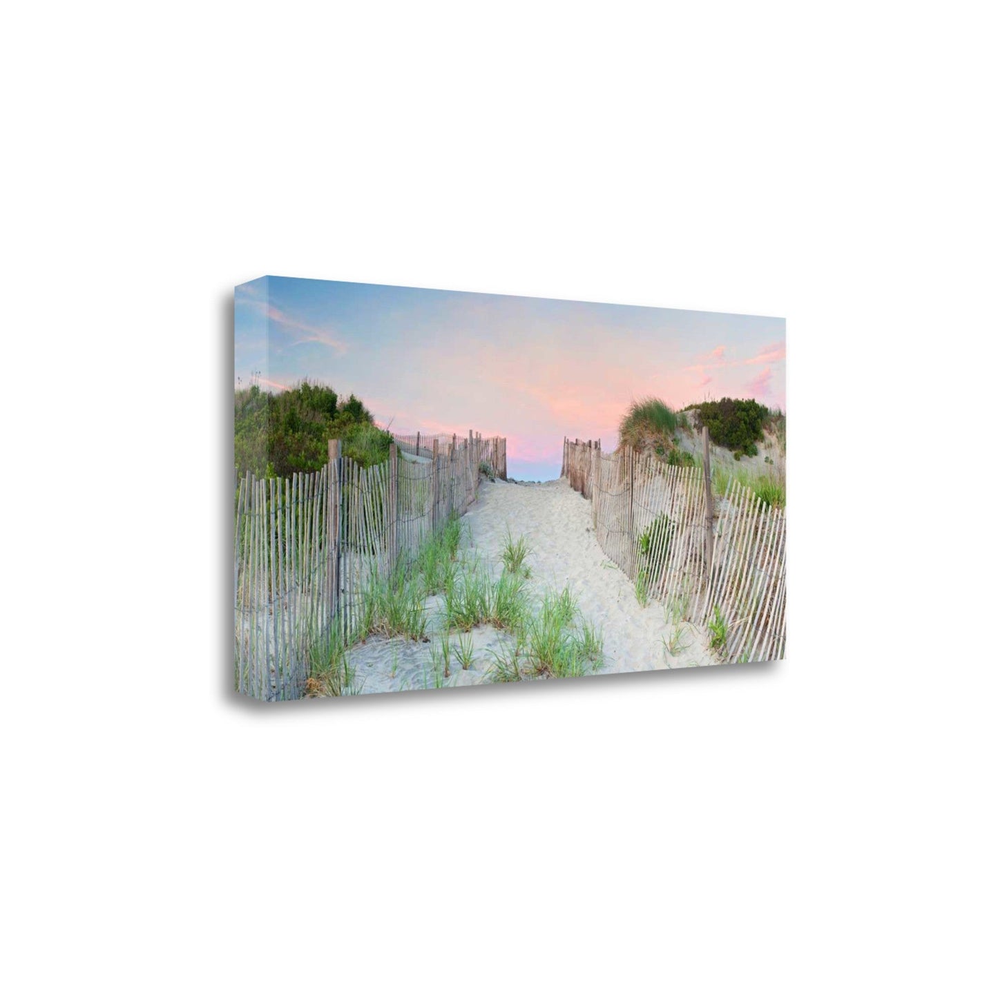 HomeRoots 29" Beach Entrance with Pink Sunset 1 Giclee Wrap Canvas Wall Art