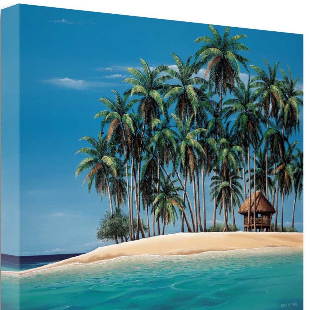 HomeRoots 29" Beach Shack on an Island Giclee Wrap Canvas Wall Art