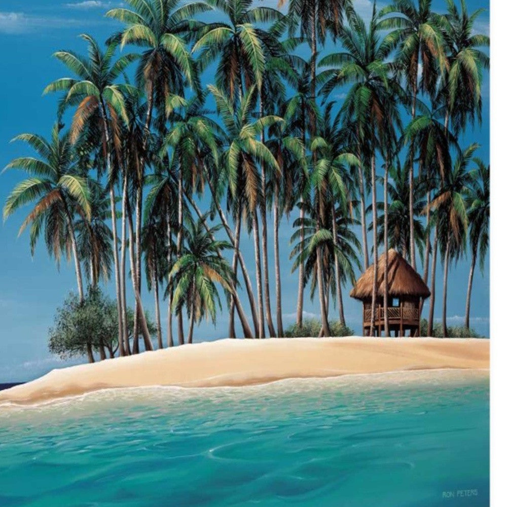 HomeRoots 29" Beach Shack on an Island Giclee Wrap Canvas Wall Art