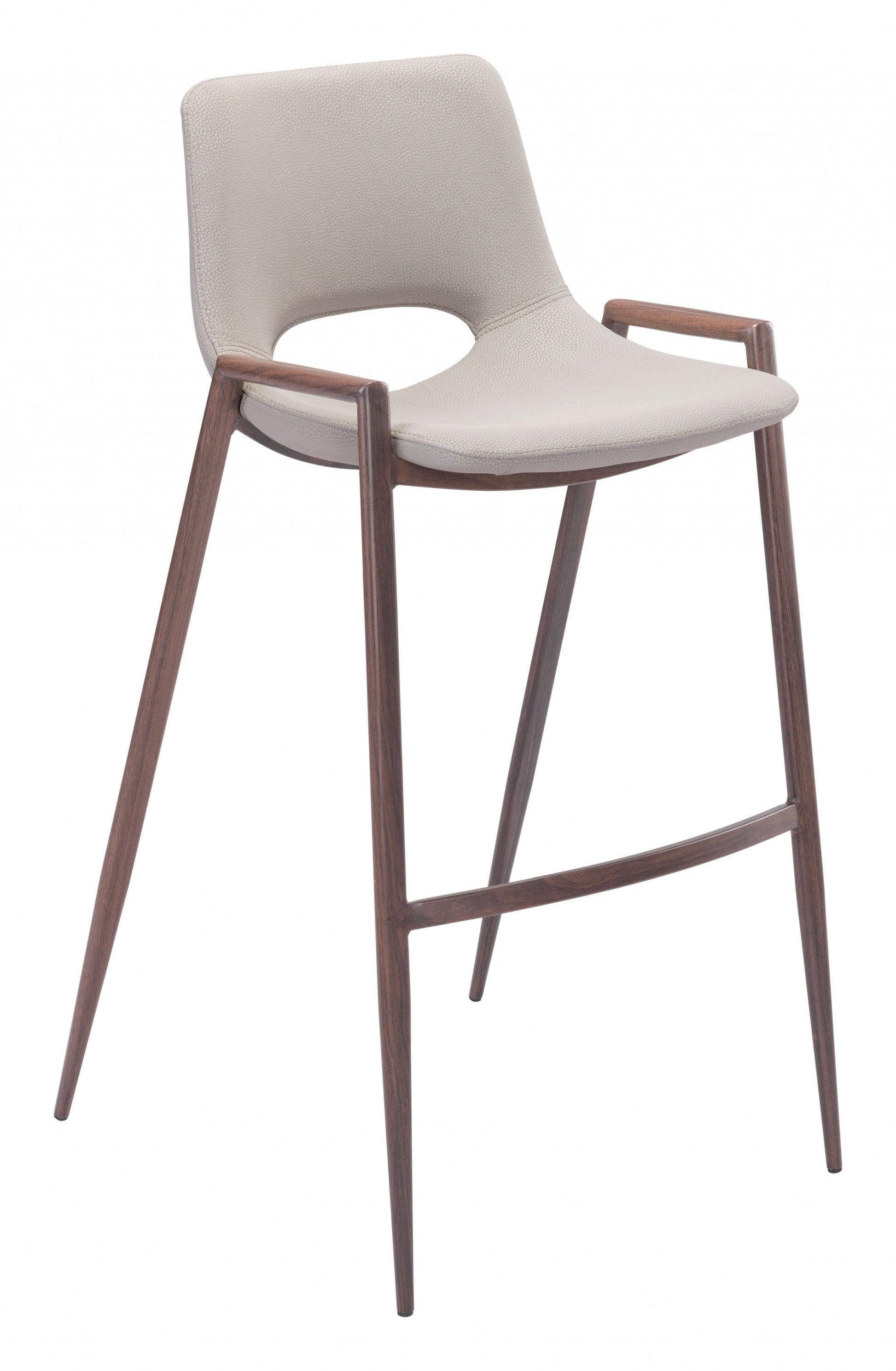 HomeRoots 29" Beige And Brown Steel Low Back Bar Height Chairs in Set of Two