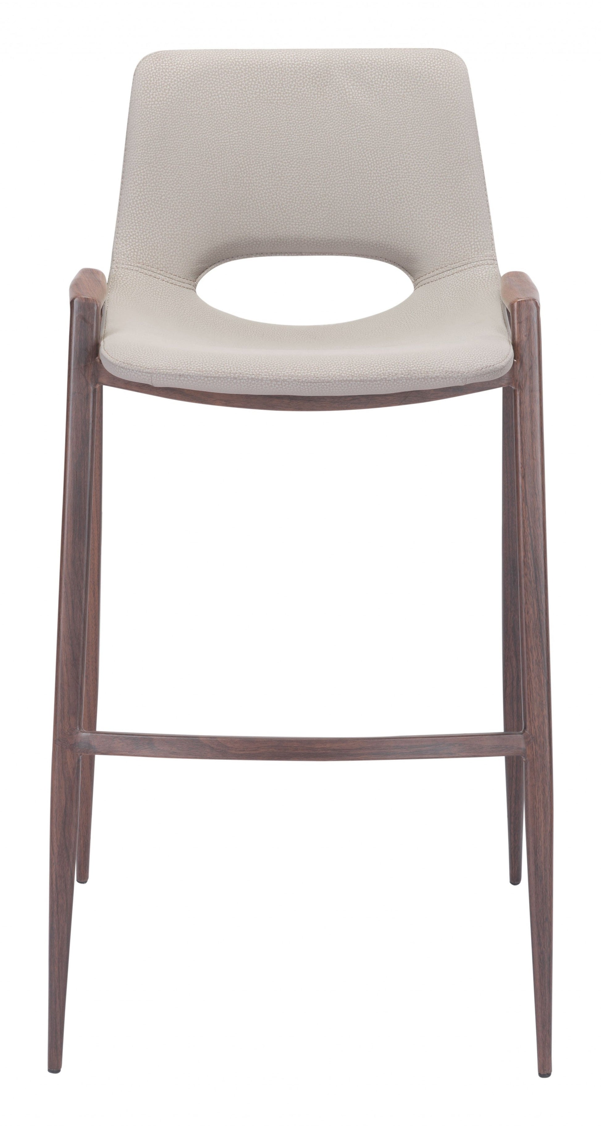 HomeRoots 29" Beige And Brown Steel Low Back Bar Height Chairs in Set of Two
